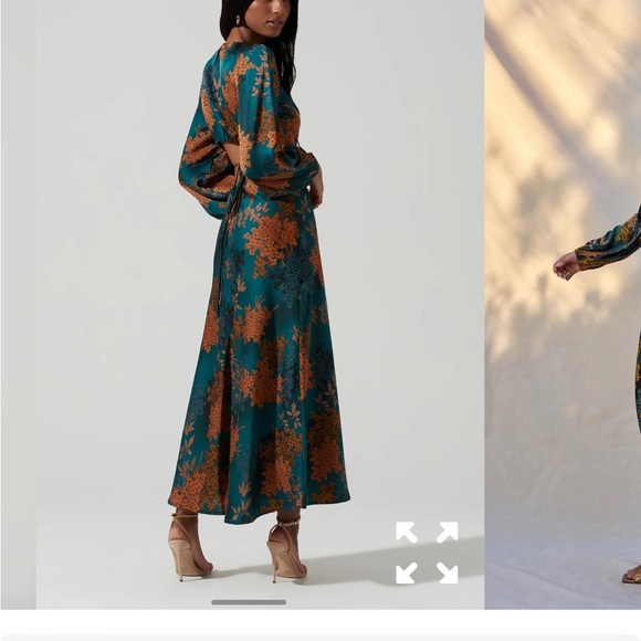 Astr Teal and Orange Floral Long Sleeve Dress - Wore once ! - Picture 5 of 6
